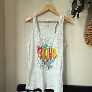 Blue 84 Women's White Aloha Tank Top